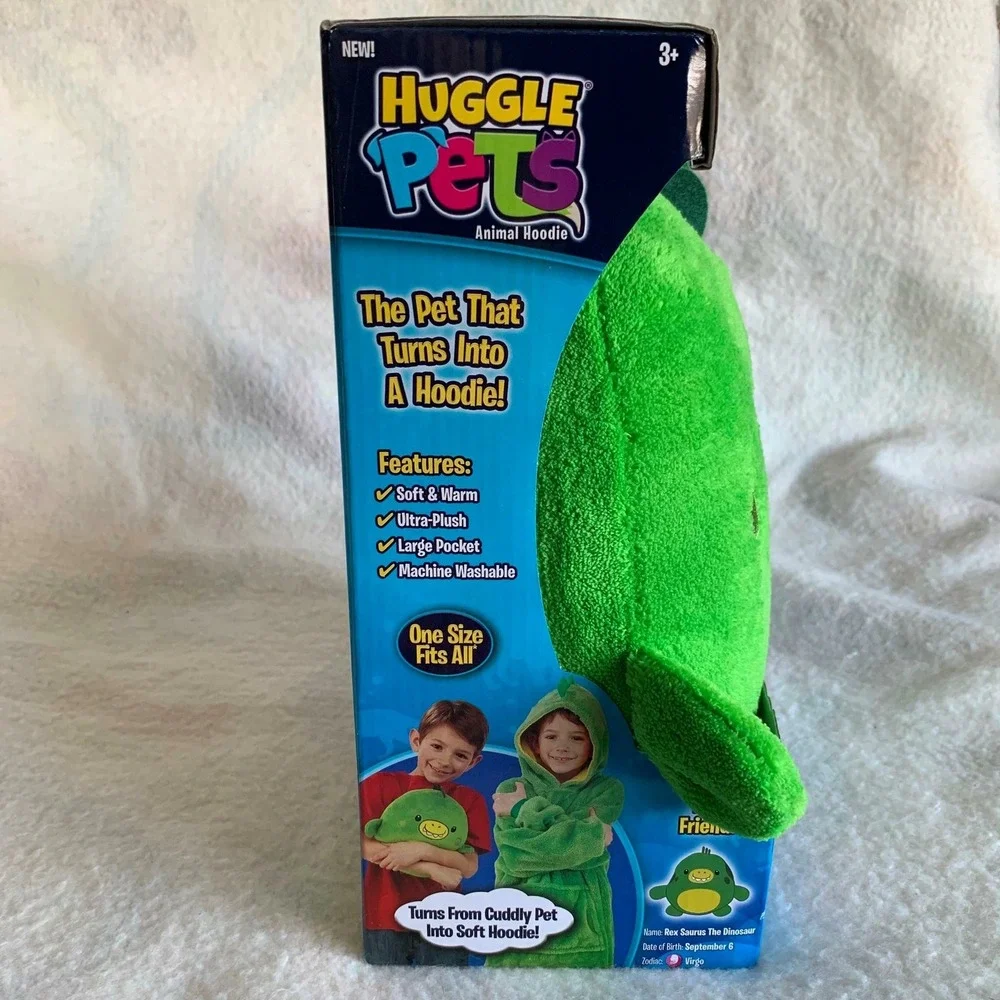 NWT Huggle Pets Kids Plush Animal Hoodie Awesome Dinosaur One Size Ages 3-11 - Picture 2 of 5